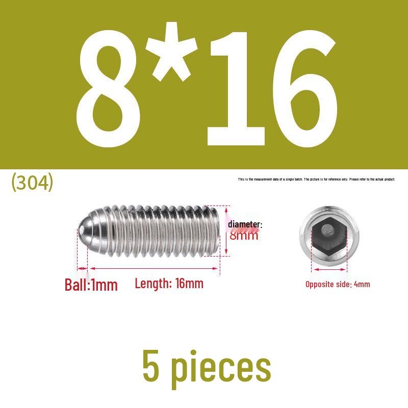 Stainless Steel Ball Plunger Set: M2.5-M16 Ball Screw Positioning Spring Plunger