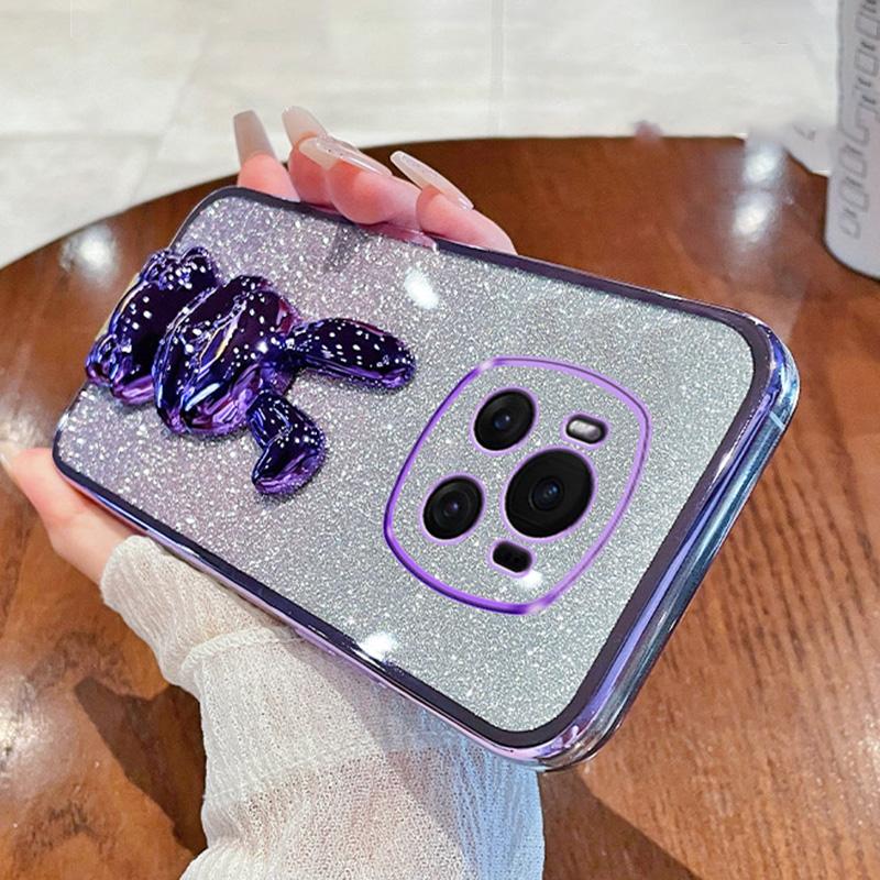 

Для Honor Magic6 5G Чехол ПК+ТПУ Чехол для телефона с кроликом с выдвижной подставкой Purple