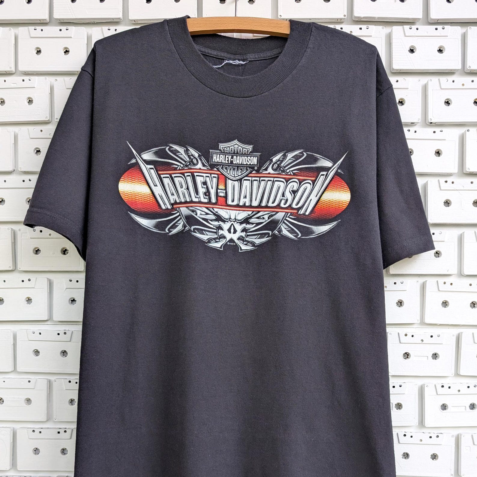 Vintage 00s Harley Davidson T shirt Skull Graphic HD Orlando Florida Motorcycle Biker Merch Tee Size L M