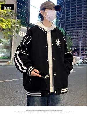 Herren-Baseballjacke 2025 Herbst/Winter Plus Samt Verdickt Lockerer Schnitt Hongkong-Stil