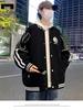 Teen Boys' 2025 Autumn/Winter Plus Velvet Thickened Loose Fit Hong Kong Style Baseball Jacket