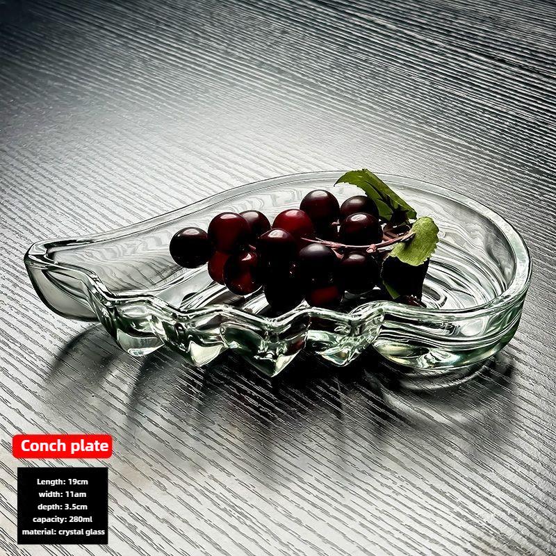 

Мини-фруктовая тарелка, изысканный хрустальный стеклянный диск, кухонная утварь, легкая роскошная высококачественная фруктовая тарелка, высококачественный небольшой ракушечный диск