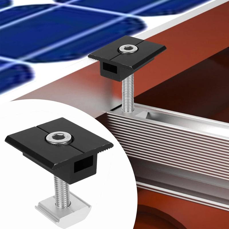 1set Solar Panel Mounting Brackets 12cm Rails Mid End Clamp PV Fixing For Metal Roof Motorhome Caravan RV Accessories