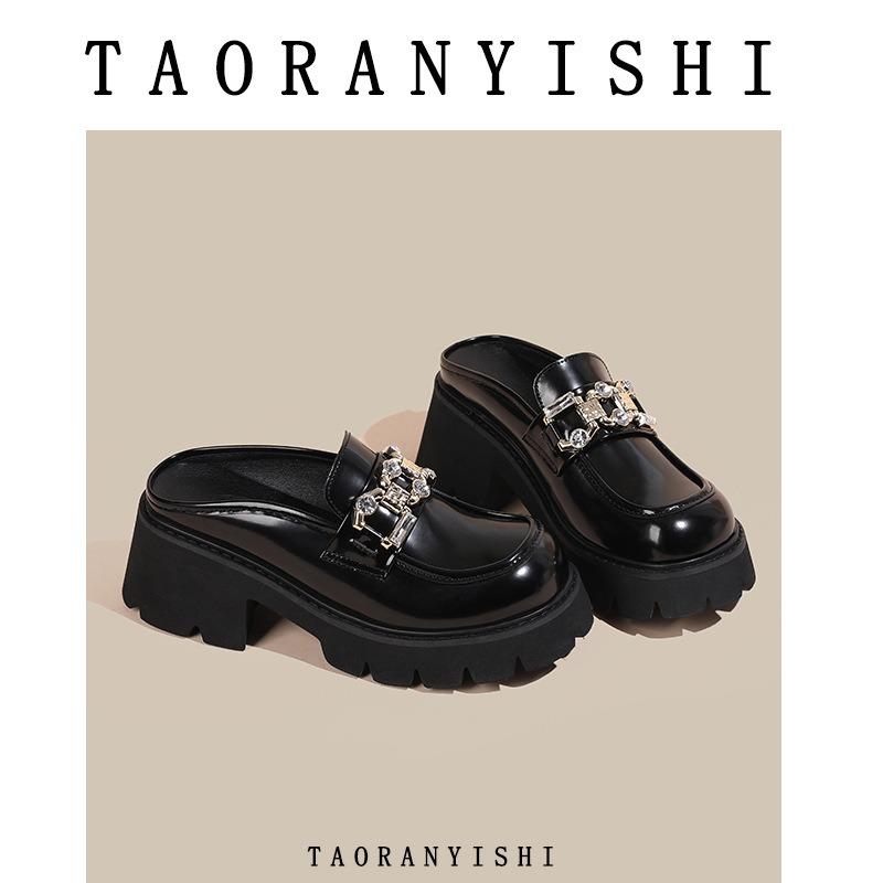 Baotou half slippers women wear summer lazy slippers cool slippers thick heel platform loafers