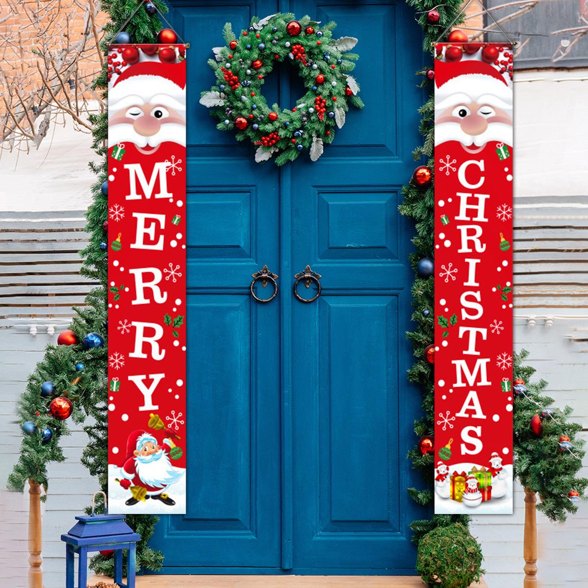 

Christmas Outdoor Door Banner Flag Merry Christmas Porch Sign Decorative for Home Yard Front Door Navidad Natal Gift New Year