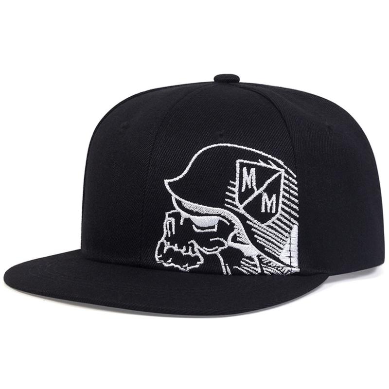 Unisex Schedel Borduurwerk Baseballpet Dames Buitensporten Platte Petten Heren Mode Heren Hip Hop Snapback Petten Zonwerende Pet 54-61cm white