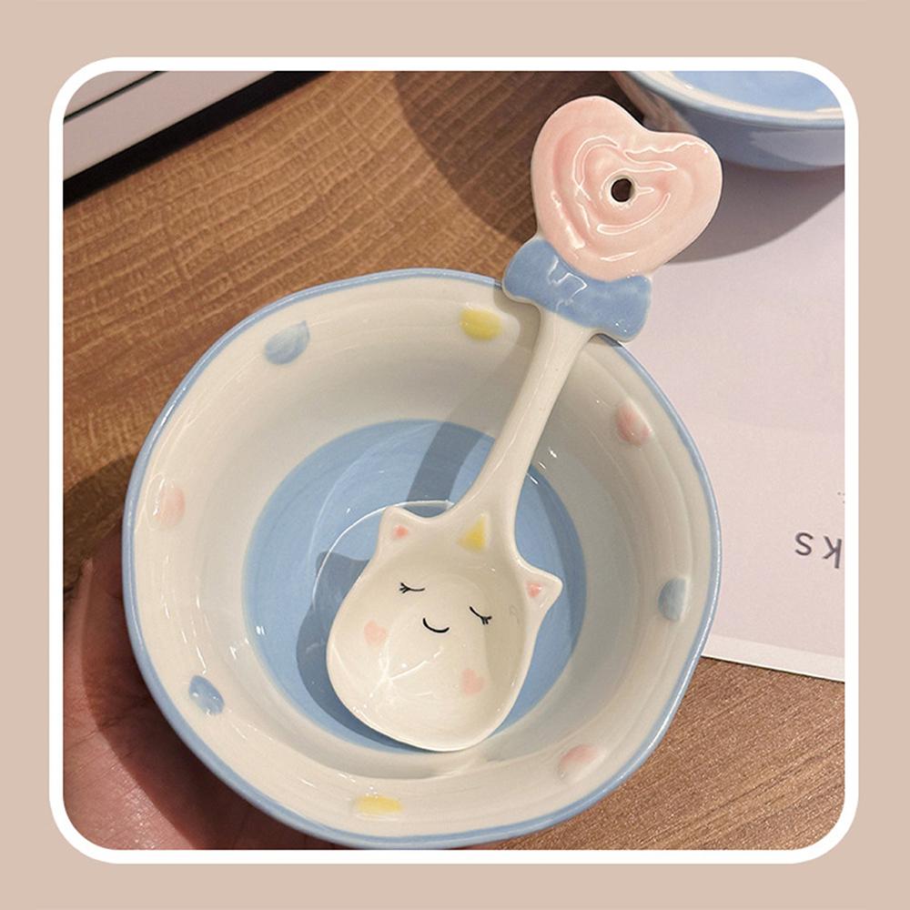 High-value Unicorn Ceramic Spoon Underglaze Color Hand-painted Pink Girly Heart Spoon Dessert Spoon Durable and long-lasting
