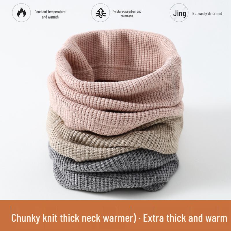 Chunky Wool Vertical Stripe High-Collar Neck Warmer Scarf – Autumn/Winter Cold-Proof Dickey
