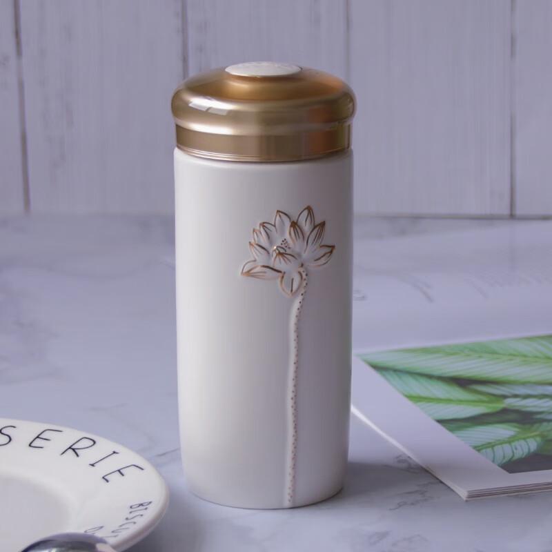 Quan Tang Xuan Gilded Double-Layer Ceramic Portable Cup