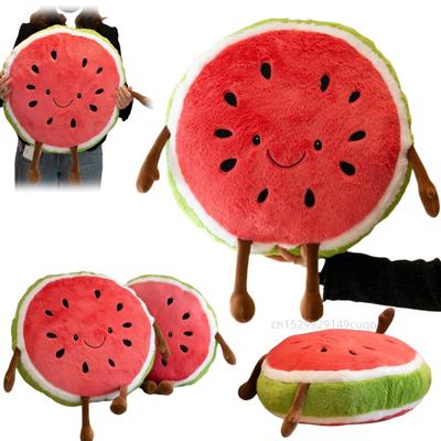 Ungiftige 45cm Cartoon Lange Beine Wassermelone Plüschpuppe Kissen Rote Runde Wassermelone Frucht Plüschtier Heimdekoration Geschenk für Kinder