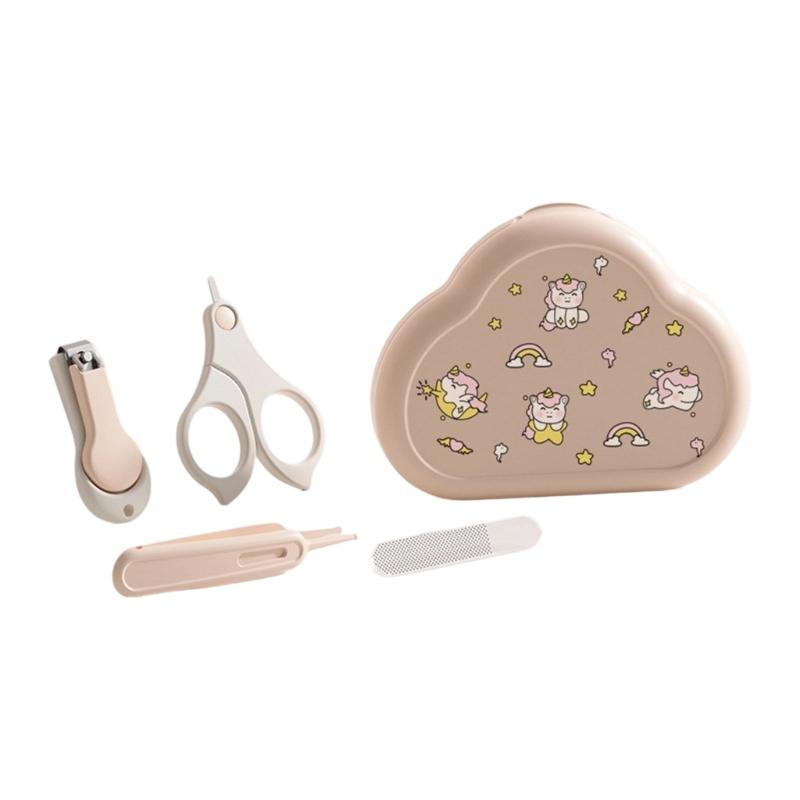 Baby Nails Care Tool Set Includes Round Head Clippers Gentle Scissors Nails File and Storage Box Gift for New Parents