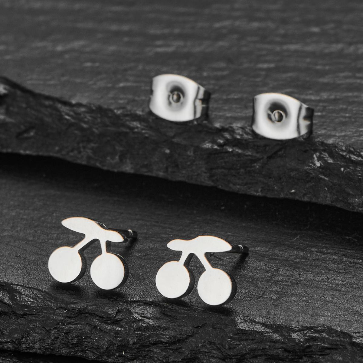

Cute Fruits Stainless Steel Stud For Woman Ins Retro Little Cherry Christmas Earrings Minimalist Zircon Accessories Gifts