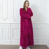 Unisex Extra Long Velvet Bathrobe - Plus Size, Thick, Warm Coral Fleece for Autumn & Winter, Maternity-Friendly Homewear