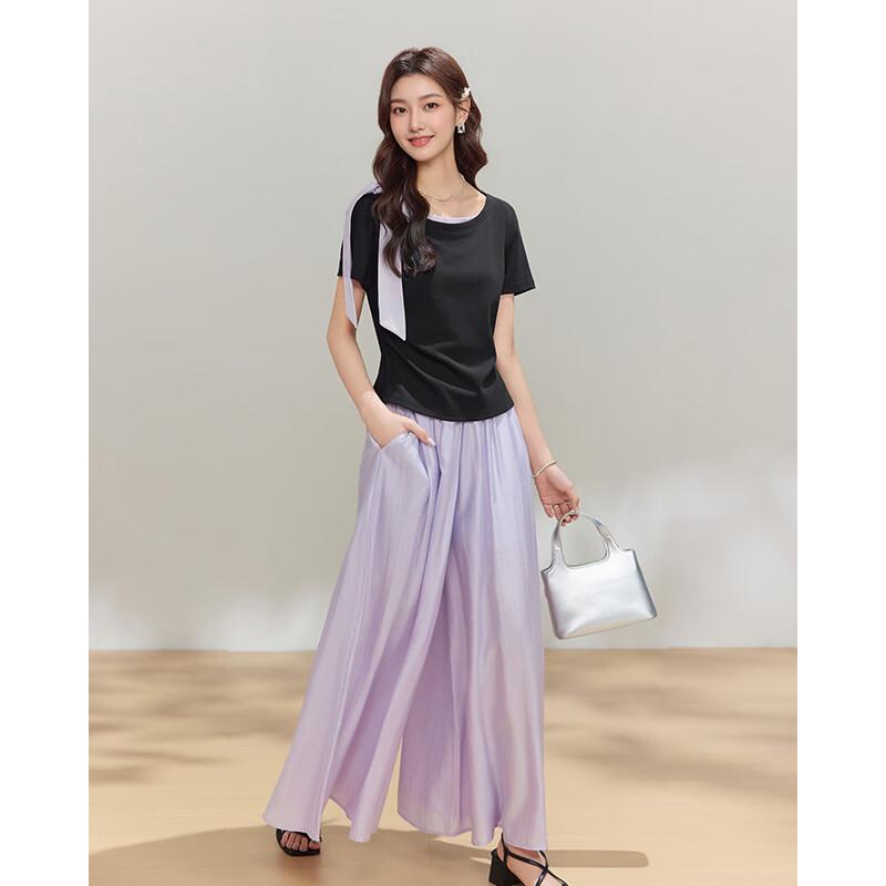 IEF French Style Short-Sleeve Top & Wide-Leg Pants Set