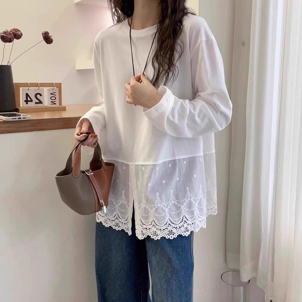 2024 Ribbed Velvet Long Sleeve T-Shirt - Korean Style Women's Spring/Autumn Top