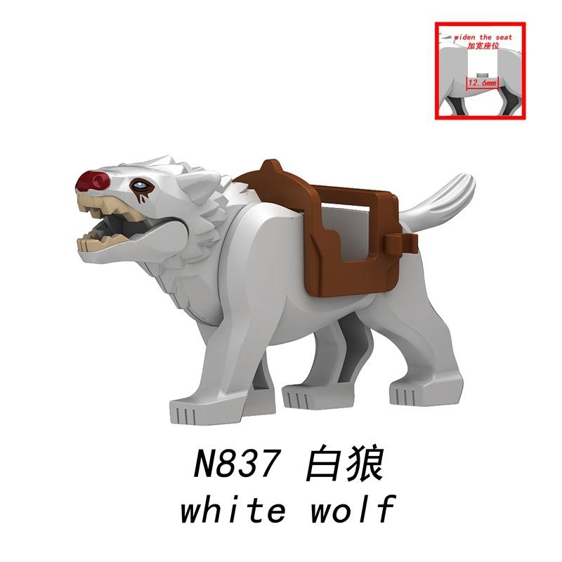 MOC Medieval Wolf Building Blocks Castle Army Knight Soldiers Figures Mount Animal Bricks Toys Gift DF004