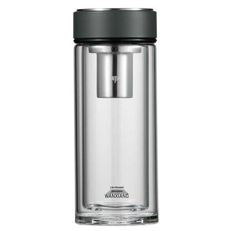 WANXIANG Double-Wall Glass Portable Tea Mug