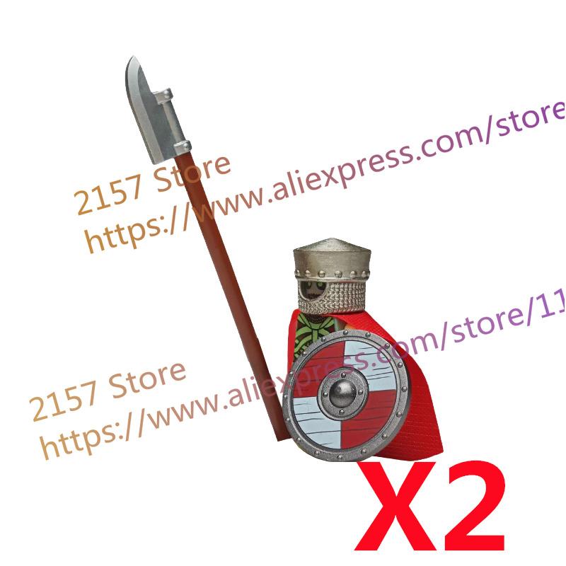 MOC Medieval Figure Building Block Castle Templar Knights Armor Militia Soldiers Gunners Shield Helmet Assembling Brick Toys S26