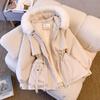Women Mid Length Winter Fleece Lined Loose Parka With Fur Hood