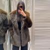 Vintage Luxury Faux Fur Women Coats Fashion Belt Lapel Full Sleeve Female Jacket 2025 Winter Street Loose Thicken Lady Outwears
