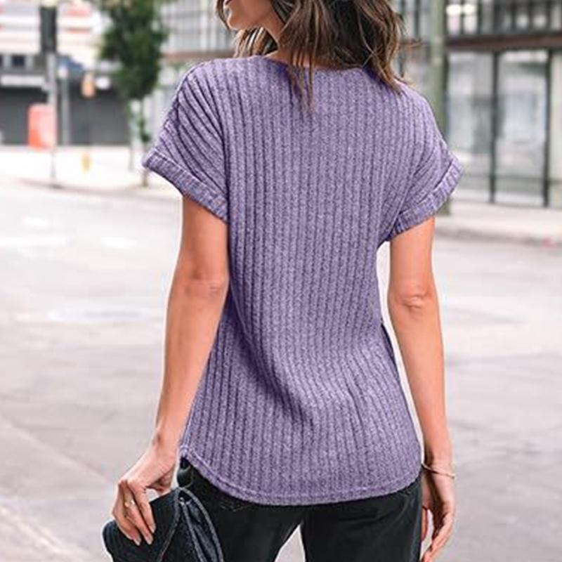 Women's 2025 Short Sleeve Crew Neck T Shirt Casual Loose Ribbed Knit Pullover Sweater Tops Summer Spring Outfits Gifts