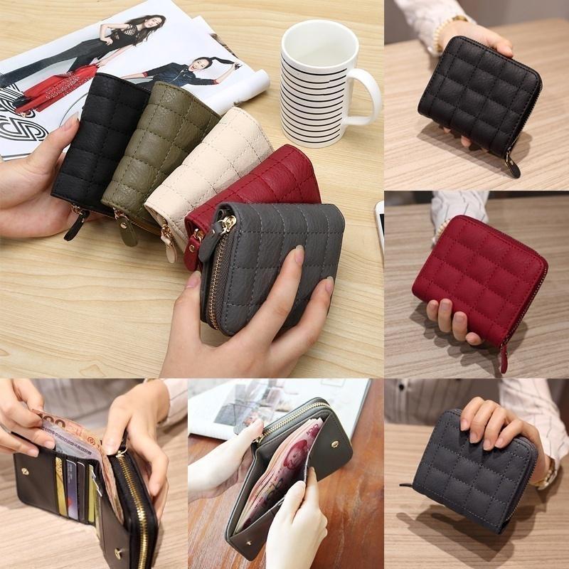 Women Short Wallets PU Leather Female Purse Plaid Cardholder Wallet Fashion Small Women Zipper Wallet With Purse