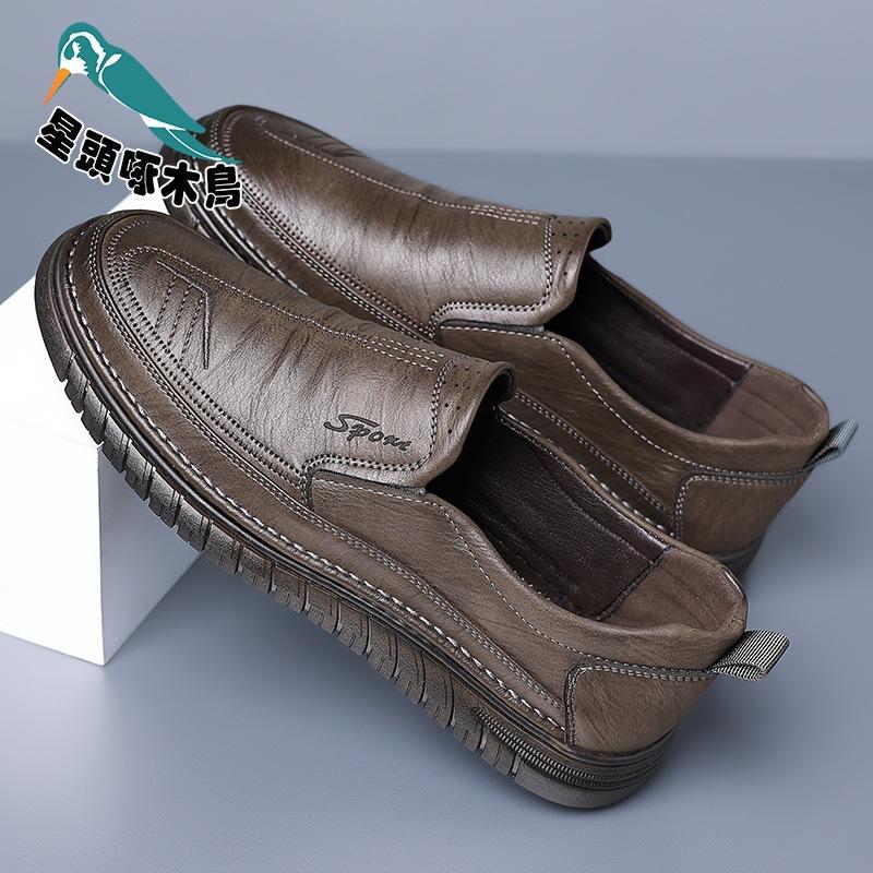 

Мужская обувь дятел со звездной головой 2025 новая мужская повседневная кожаная обувь для вождения мужская обувь Doudou 44