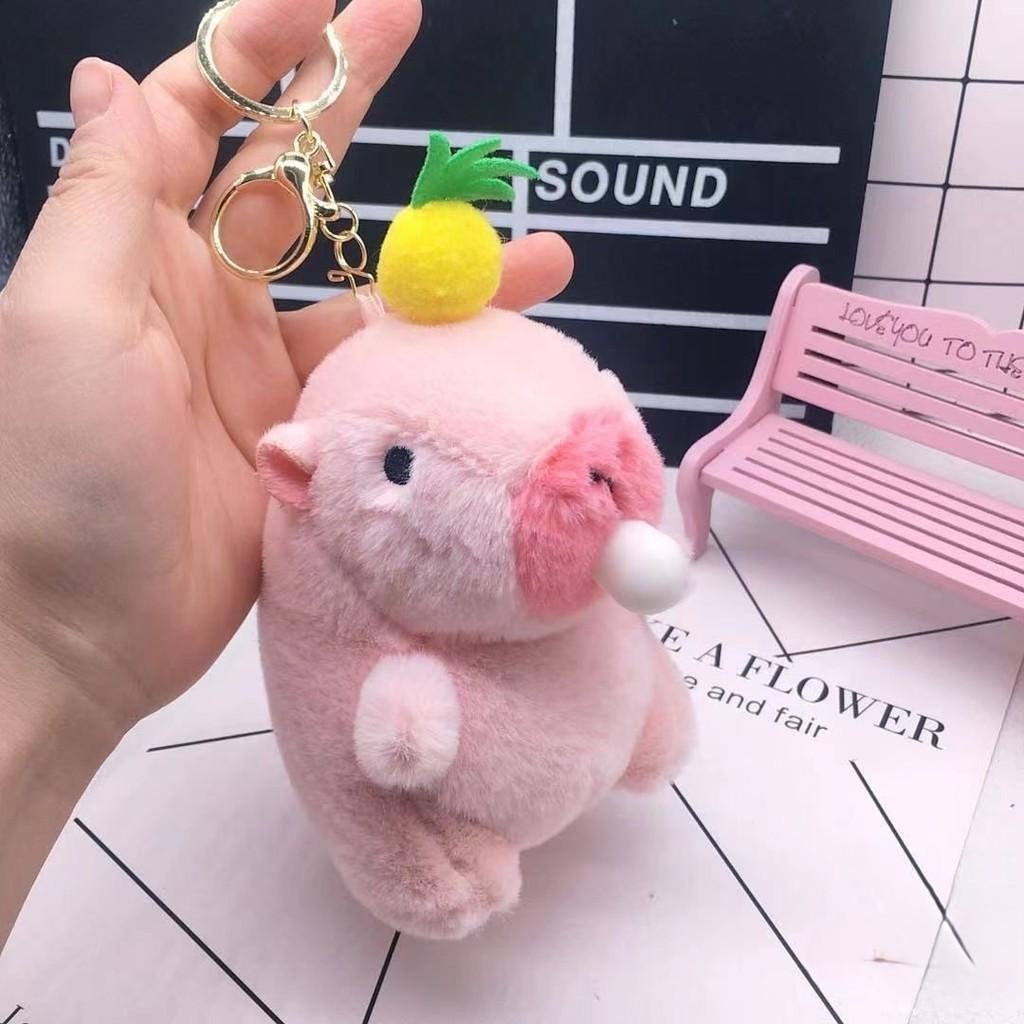 Cute Pink Pp Cotton Capybara Keychain Short Plush Bubble-blowing Animal Charm