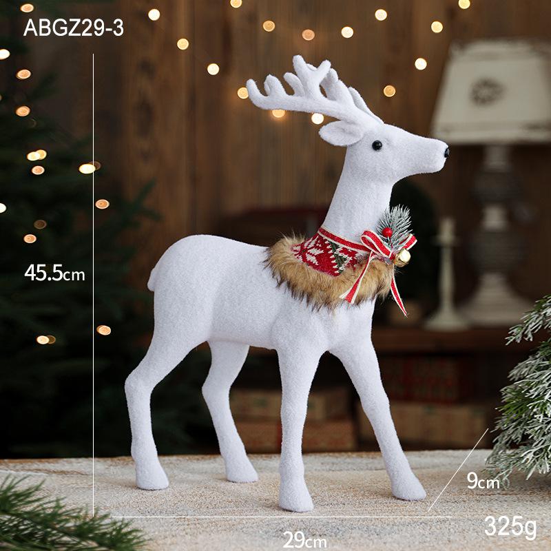 Gangheng White Reindeer Plush Doll Christmas Decorations for Home, Mall Window Display, and Tree Ornaments