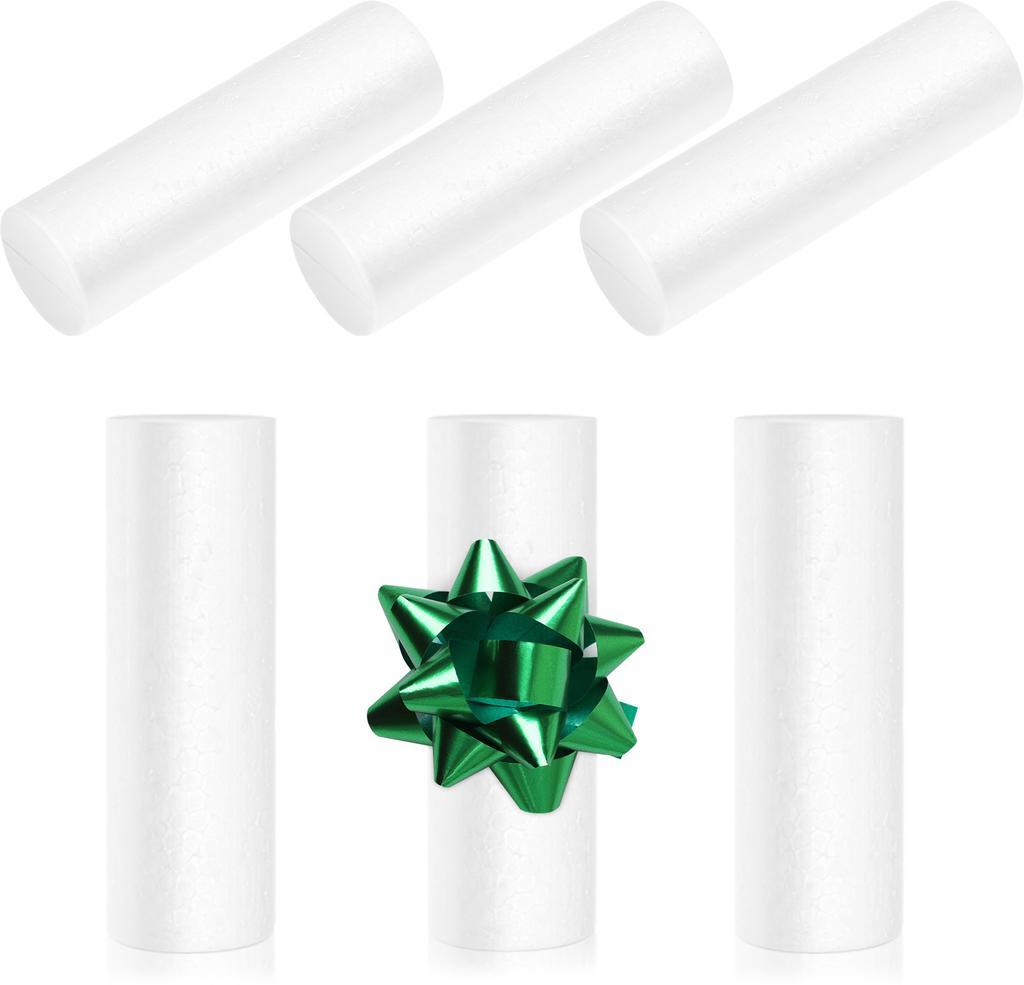 6pcs Foam Cylinder Decor For Diy Craft Tabletop Christmas Decoration Multi-Use Cylinder Adornment School Projects Home Festival