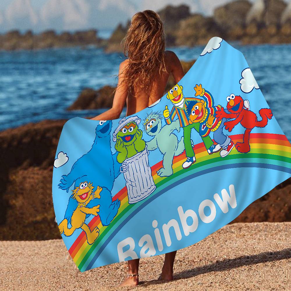 Cartoon S-Sesame Cookies S-Street Bath Towel Microfiber Soft Water Absorbing Breathable For Girl Kids Decorative Beach Towel