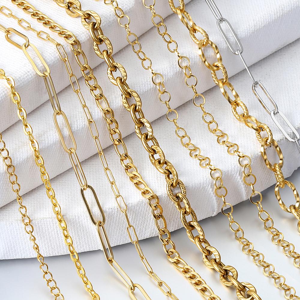 2Meters/1Meter Stainless Steel Chain Lobster Clasps Jump Rings Connectors Chains for Bracelet Necklace Jewelry Making DIY Kit