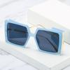 Square Sunglasses, Trendy Large-Frame Glasses Of The Same Style, Personalized Rice Nails, Metal Sunglasses For Women