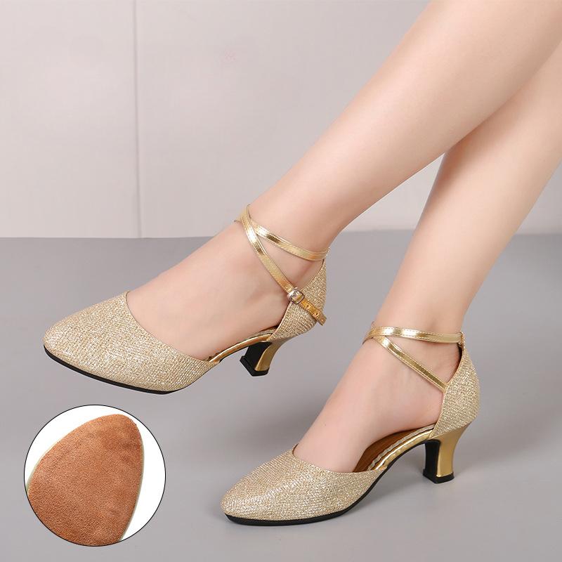 Zapatos de Baile de Salón para Mujer Zapatos de Baile Latino Dama Punta Cerrada Zapatos de Salsa Tacón Bajo Zapatos de Baile Latino Mujer 3.5cm/5.5cm