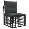 Outdoor Sofa Set Black Polyester
