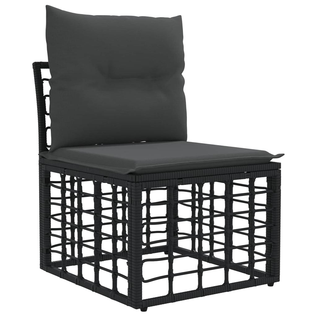 Outdoor Sofa Set Black Polyester