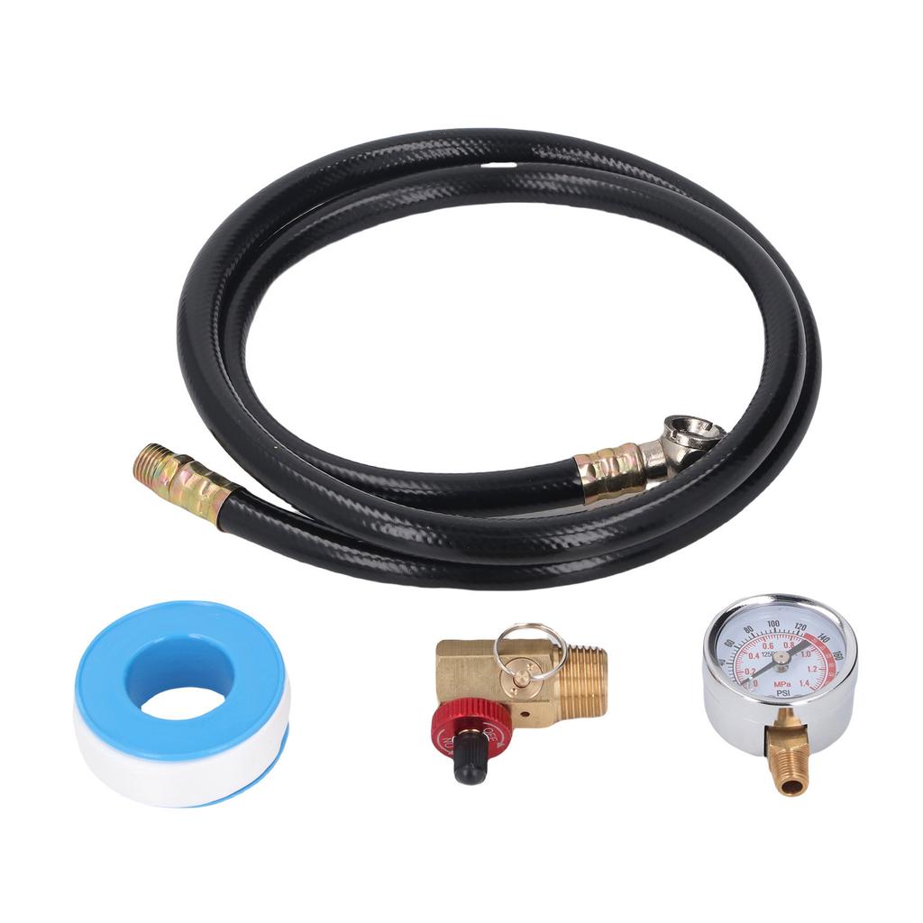 Air Tank Repair Kit 0-200 PSI Pressure Meter Brass Manifold Air Tank Hose Assembly Kit