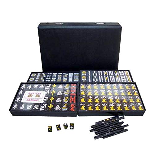 

Маджонг ручной работы, Полностью черные, Золотой дракон (с палочками Black Dot)