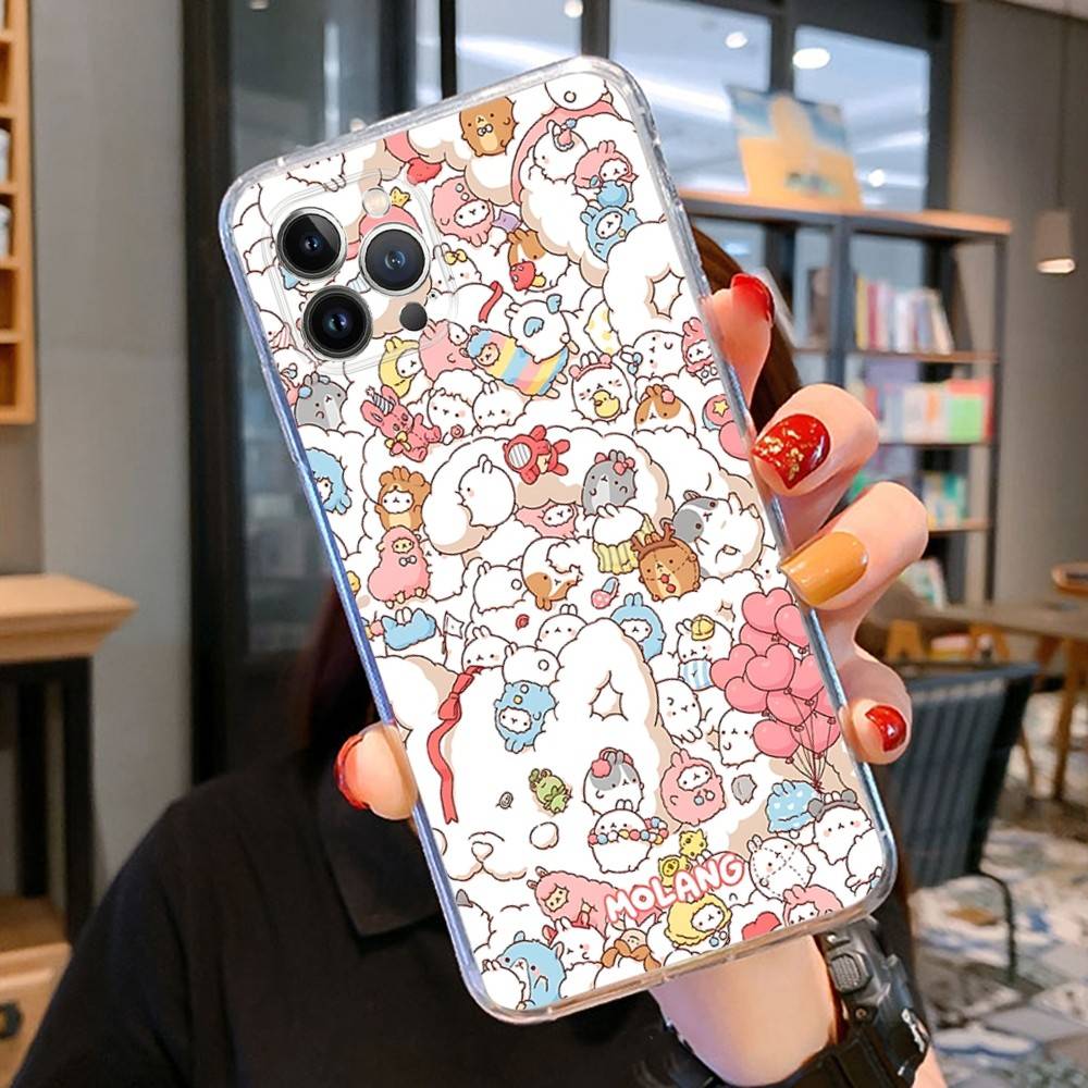 Cute Cartoon M-MolangS Transparent Soft Phone Case For IPhone 15 12 14 16 17 13 Plus 11 Pro Max 13 Pro
