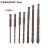 1Pc 3-12mm Hex Masonry Drill Bits Steel Metal Cross Drill Four-flute Bits For Glass Cement Ceramic Concrete Wood Plastic