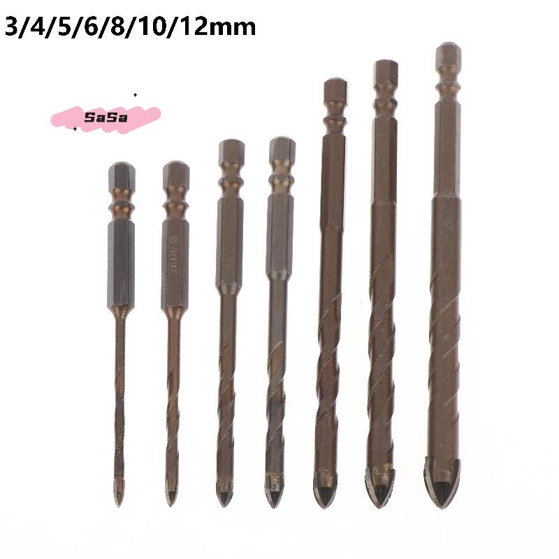 1Pc 3-12mm Hex Masonry Drill Bits Steel Metal Cross Drill Four-flute Bits For Glass Cement Ceramic Concrete Wood Plastic