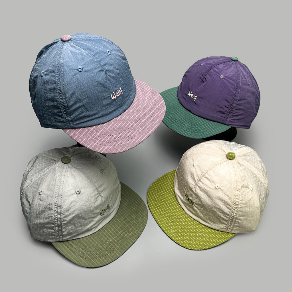 Spring And Summer Contrasting Colors, Small Plaid, Quick-Drying, Embroidered Letter Baseball Caps, Men'S And Women'S Outdoor Breathable Flat-Brimmed
