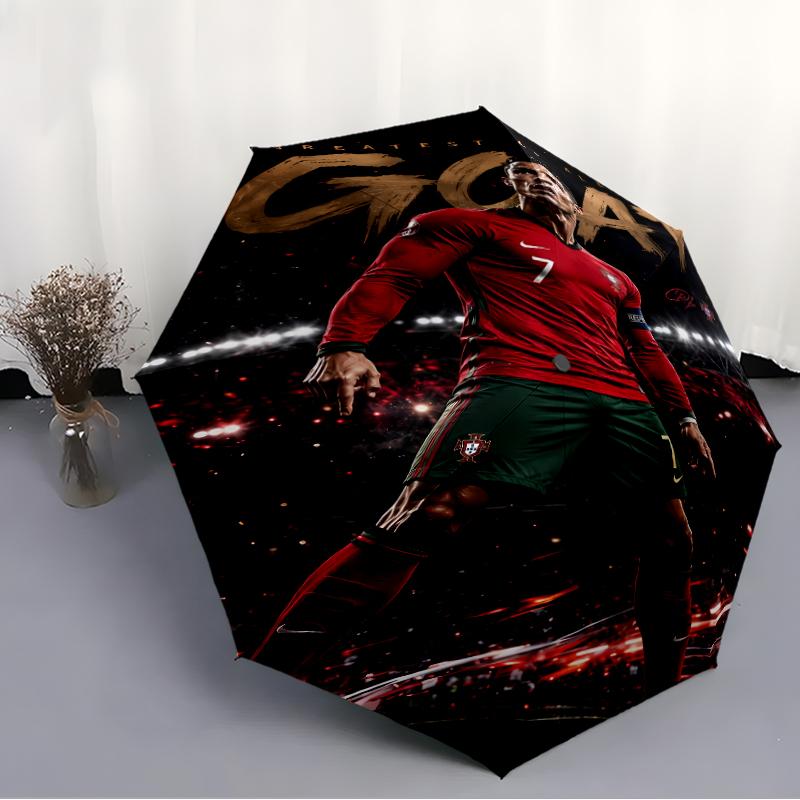 Printed Cristiano Ronaldo Folding Umbrella,Outdoor,Leisure,And Travel Umbrella,Durable Umbrella Fabric,Birthday And Holiday Gift