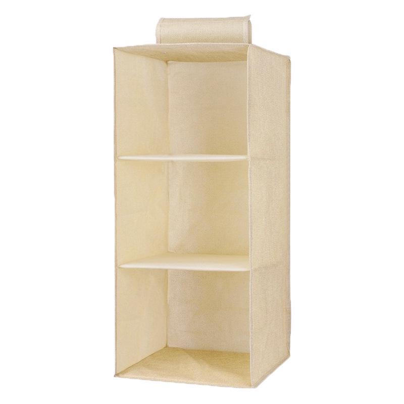 Cotton Linen Hanging Wardrobe Organizer with Multi-Layer Drawers for Clothes and Underwear