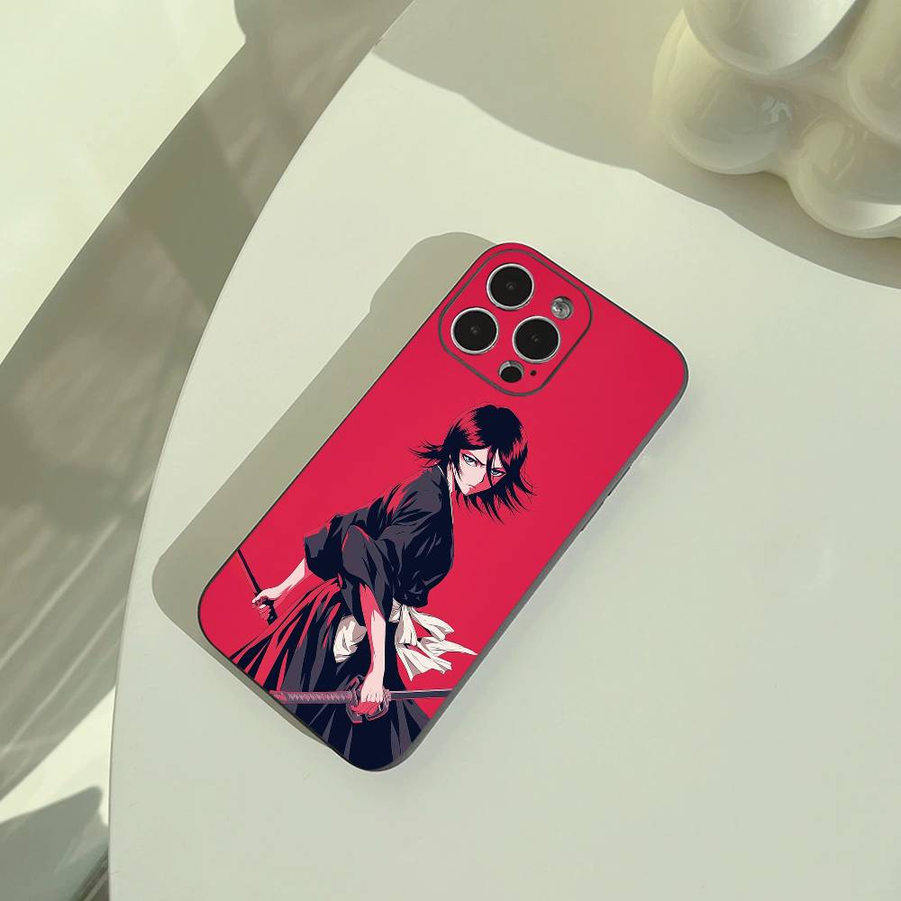 B-Bleach- Anime- Rukia- Kuchiki Phone Case For iPhone 17,16,15,14,13,12,11 Pro Max,16/15/14Plus,XS Soft Black Cover