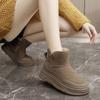 Autumn and Winter High Top Shoes for Women, Solid Color Snow Cotton Shoes, Sports and Leisure with Plush Cotton Thick Soled Shoes