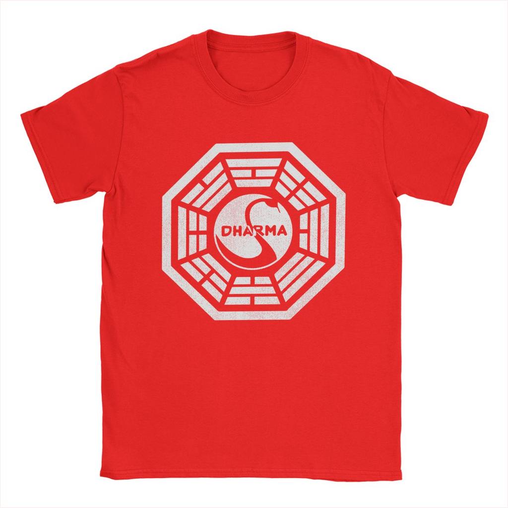 Men's T-Shirts Dharma Initiative Novelty 100% Cotton Tees Short Sleeve T Shirts Crewneck Clothes Plus Size