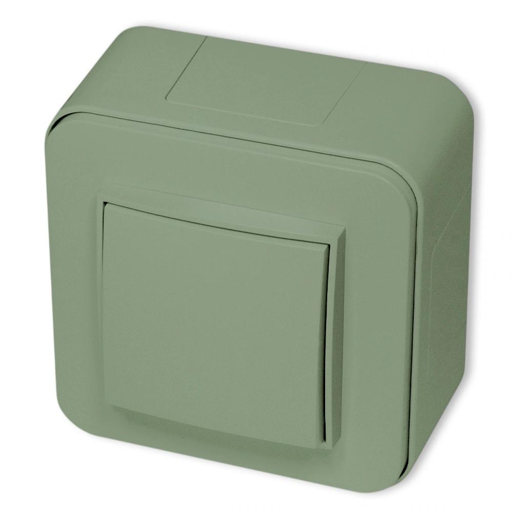 Double stair switch, rounded surface-mounted set, Mini sage