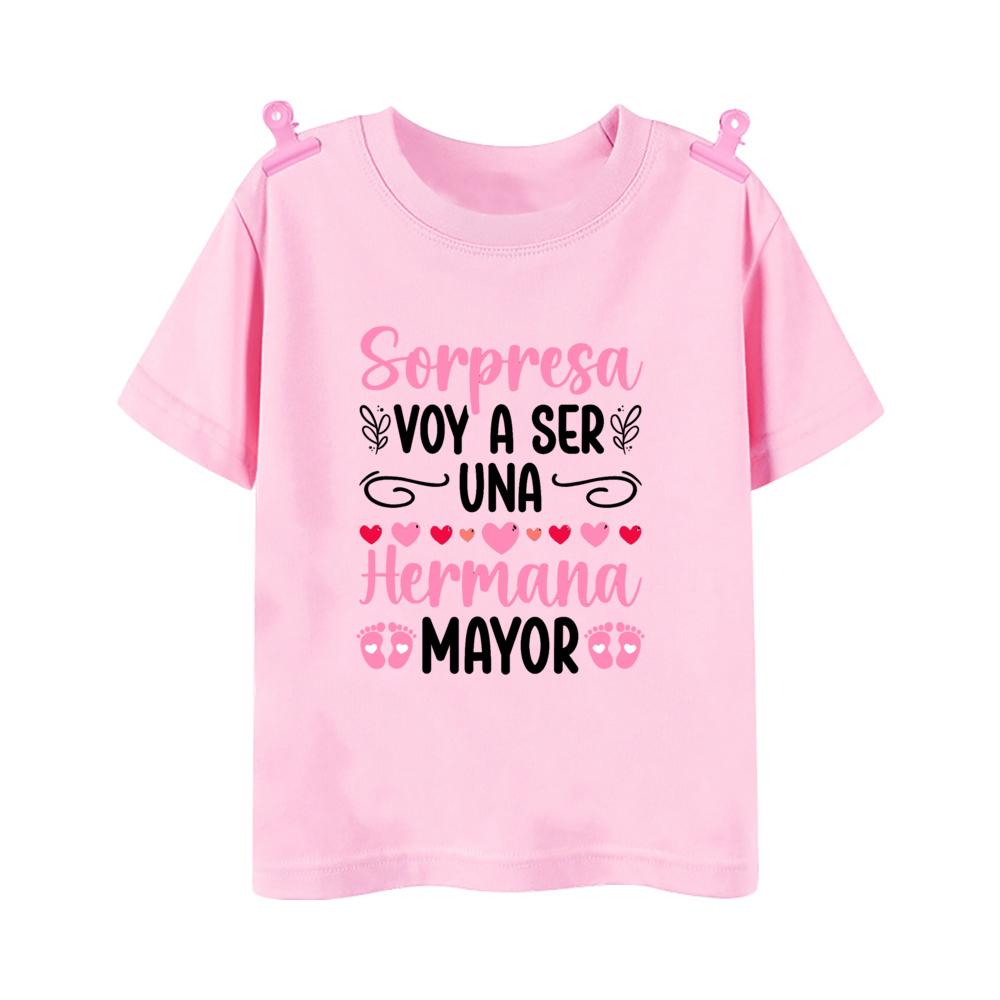 2025 I Will Become A Big Sister Spanish Printed Shirt Big Sister T-shirt Pregnant Announcement Clothes Girls Short Sleeve Shirts Tee