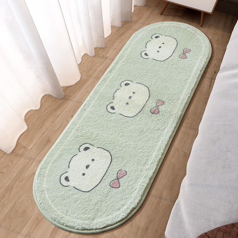 Bedroom Bed Rug Cartoon Ins Wind Bed In Front of Small Mat Living Room Room Long Oval Thick Bed Blanket